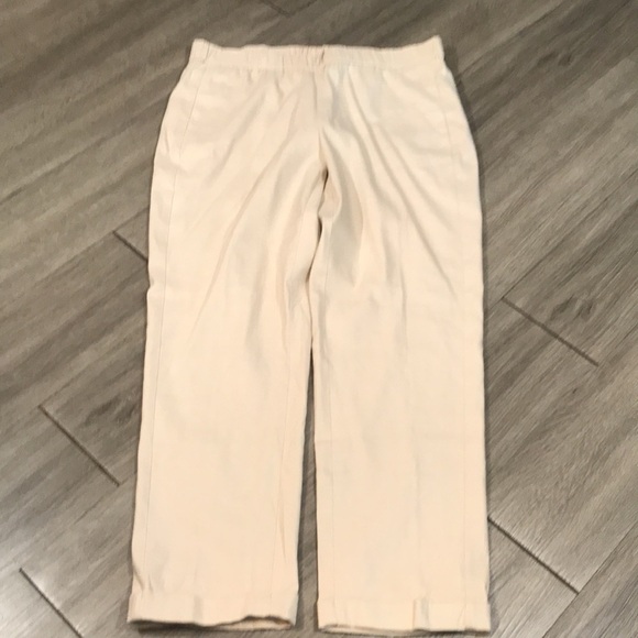 J. Jill Linen Stretch Oatmeal Pull on Ankle Style Pants size Medium Petite - Picture 3 of 10
